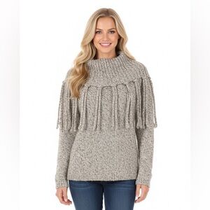 Chico’s size medium tan fringe sweater